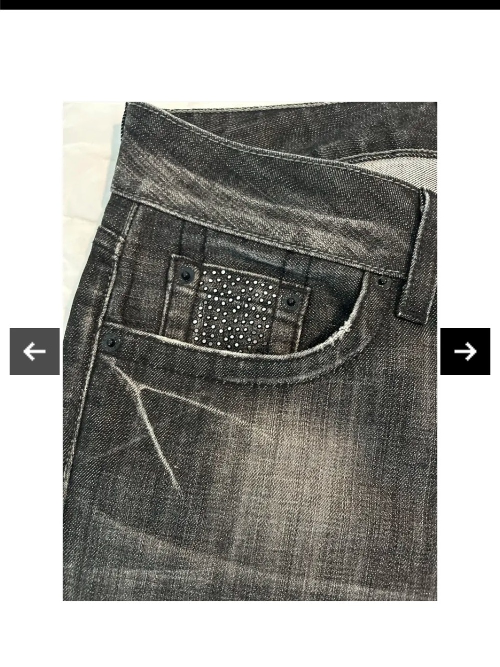 Guess Premium Low Rise straight leg washed black rhinestone embellished jeans 30 - Picture 11 of 13